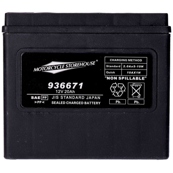 MCS, standard series - AGM sealed battery. 12v, 20ah. 320cca - Harley: 97-24 Softail; 97-17  Dyna; 97-03  XL Sportster; 07-17  V-Rod (Exkl. 2007 VRSCR); 2024 RA1250 Pan America; 2024 RA1250S Pan America; alla Buell S1, S3, ST, M2, X1. 
Honda: 02-11 VTX1800C, F, N, R Retro, S 1800cc; 84-85 VF1100S V65 Sabre 1100cc; 79-80 CBX1000 Super Sport 1000cc. 
Kawasaki: 81-83 KZ1100-A, LTD 1100cc; 81-82 KZ1100-B GP 1100cc; 02-03/05 KZ1000-P Polis 1000cc; 82-01 KZ1000-P Polis 1000cc; 80-81 KZ1000-C Police 1000cc; 79-80 KZ1000-E ST, Skaft 1000cc; 81-83 KZ1000, LTD, CSR 1000cc; 82-83 KZ1000-R Replica 1000cc; 86-06 ZG1000-A Concours 1000cc. 
Triumph: 03-18 Rocket III 2300cc; 09-18 Thunderbird 1600cc; 12-18 Tiger Explorer 1215cc; 12-17 Trophy 1215cc. 
Yamaha: 2018 Star Eluder, (XV19BJ) 1854cc; 18-20 Star Venture, (XV19FJ) 1854cc; 04-07 XV17AT Road Star, Silverado 1700cc; 99-03 XV1600 Road Star 1600cc; 96-12 XVZ13 Royal Star/Venture (Alla) 1300cc; 09-17 XVS13AY V Star 1300, Stryker 1300cc; 13-17 V Star 1300 Tourer 1300cc. 
Indiska: 
2018-2019 Springfield Dark Horse; 
2018-2019 Chieftain Classic; 
2018, 2016 Chef; 
2018 Roadmaster Elite; 
2017-2019 Chieftain Limited; 
2017-2019 Chief Dark Horse; 
2017-2018 Roadmaster Classic; 
2017-2018 Chieftain Elite; 
2016-2019 Springfield; 
2016-2019 Chieftain Dark Horse; 
2015-2019 Roadmaster; 
2014-2019 hövding; 
2014-2019 Chief Vintage; 
2014-2018 Chief Classic; - Bild 5