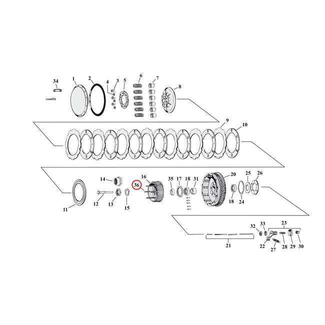 Clutch hub studs 2.835" long - 54-63 K, XL Sportster