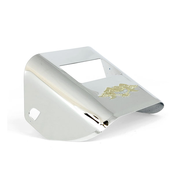 73-up taillight visor. Embossed Eagle. Gold - 73-23 H-D med konventionell mittmonterad baklykta
