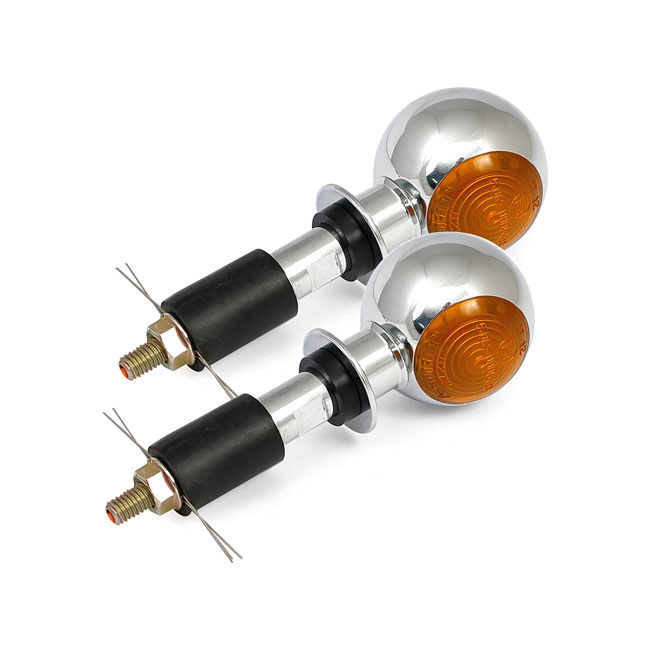 Mini bulls-eye, in-bar turn signals. Chrome