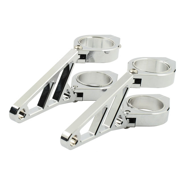 Fingers, adj. headlamp bracket assembly 50/52/54mm. Chrome - Universal med 50/52/54 mm gaffelrör