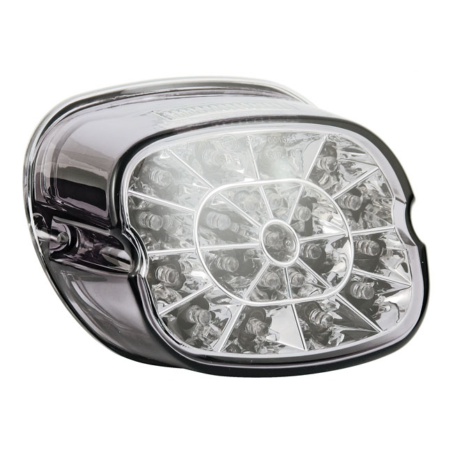 Laydown 'Shark Tooth' Spider LED taillight. Light smoke lens - De flesta 73-98 H-D
