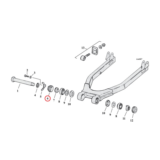 Lock nut swingarm bearing. right - 54-E74 K, XL Sportster  1 begagnad