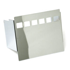 Battery side cover, smooth with 6-hole window. Chrome - 73-85 4-växlad elstart FX (Exkl. Softail); 82-96 XL Sportster