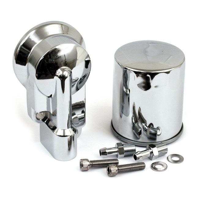 Oil filter mount bracket kit. Chrome - 92-99 Evo Big Twin