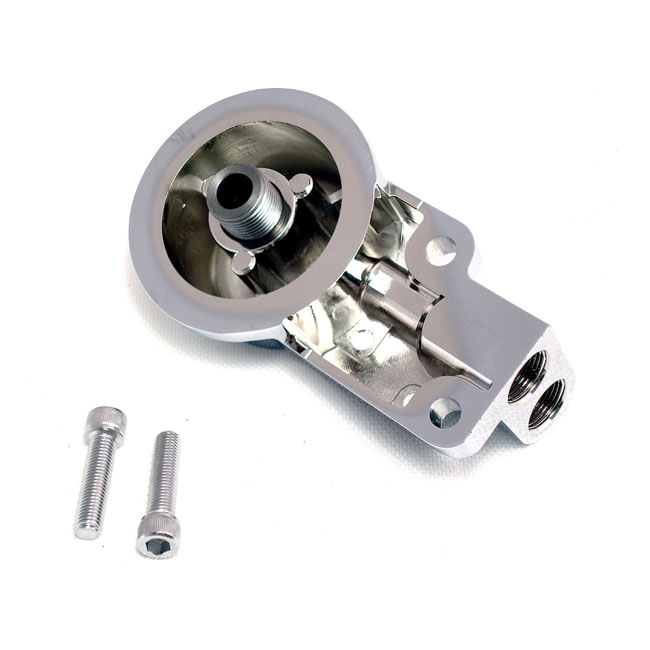 Oil filter mount bracket kit. Chrome - 92-99 Evo Big Twin