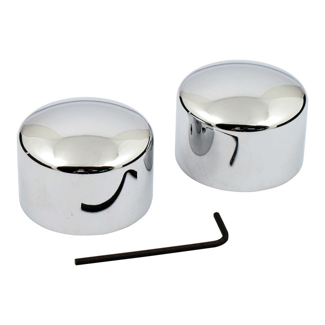 Front axle nut cover kit - 07-17 Softail (exkl. Springers, FLSTNSE, FXCW/C, FXSB, FXSBSE, FXSE, FXstd); 08-17 Dyna; 08-23 FLT/Touring, Trike; 08-22 XL Sportster; 02-11 V-Rod (exkl. VRSCF, VRSCR); 14-20 XG Street modeller