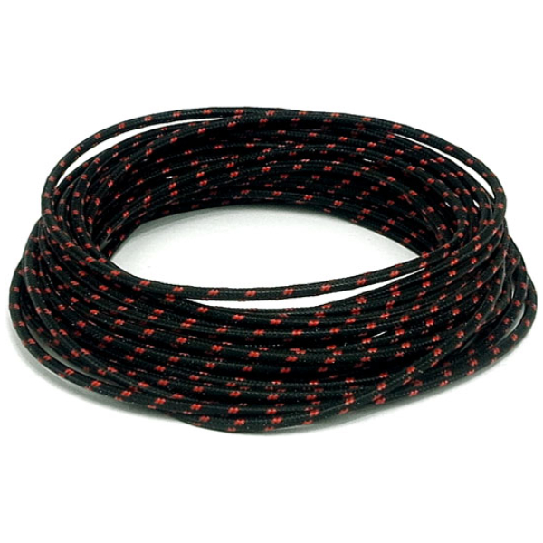 Classic cloth covered wiring, 25ft. roll. Black/red - Universal