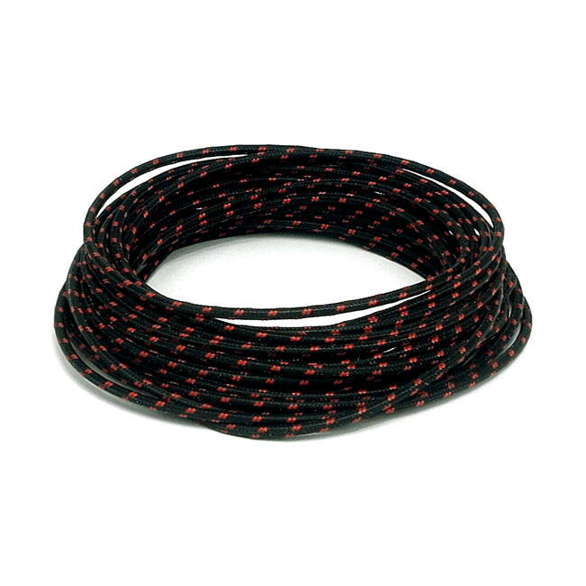 Classic cloth covered wiring, 25ft. roll. Black/red - Universal