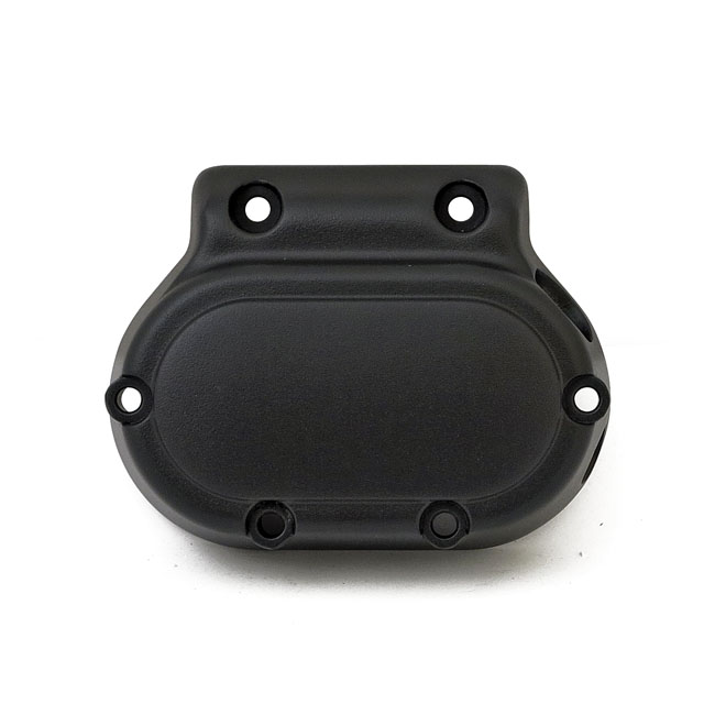 Transmission end cover smooth, cable clutch. Black - 87-06 Softail; 87-06 FLT/Touring; 91-05 Dyna