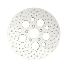 Brake rotor L/R front, 11.5" drilled stainless - 00-14 Softail; 00-05 Dyna; 00-07 FLT/Touring; 00-13 XL Sportster; 08-12 XR1200