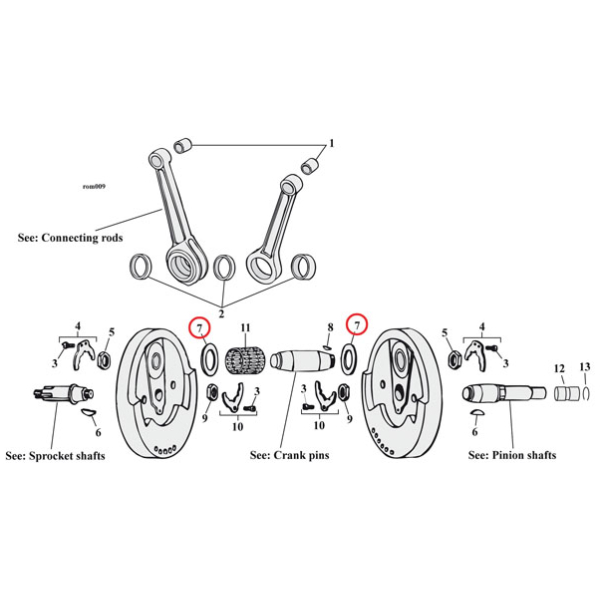 Flywheel thrust washer set, bronze - L79-E86 XL med stålhållare; L86-99 all XL Sportster