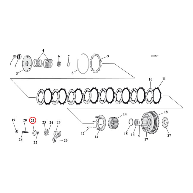 Washer, outer clutch ramp - 71-E84 XL Sportster