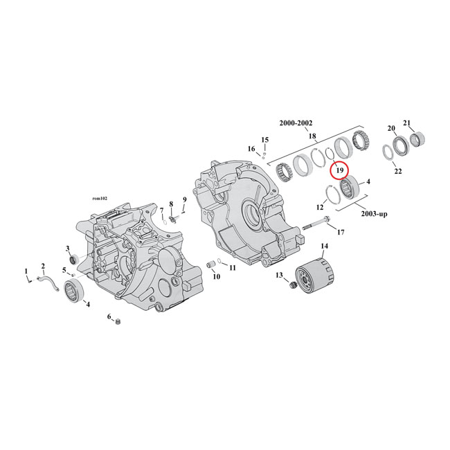 Sprocket shaft bearing spacer shim .098" - 69-02 Big Twin, Twin Cam B