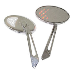 LED cateye turn signal mirror set. Chrome, white front lens
