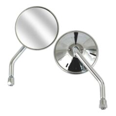 4" Round Custom mirror, right, 10mm. Chrome - Metrisk gängad
