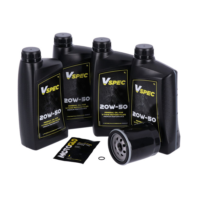 MCS,  oil service kit. 20W50 Mineral - 99-16 FLT/Touring; 09-16 Trike