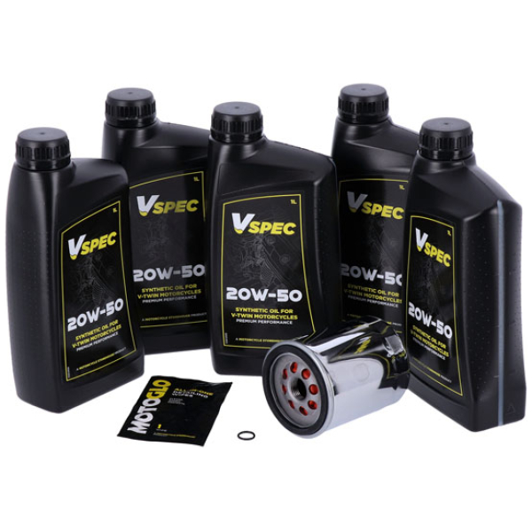 MCS, oil service kit. 20W50 Synthetic - 18-24 Softtail; 17-24 FLT/Touring, 17-24 Trikes