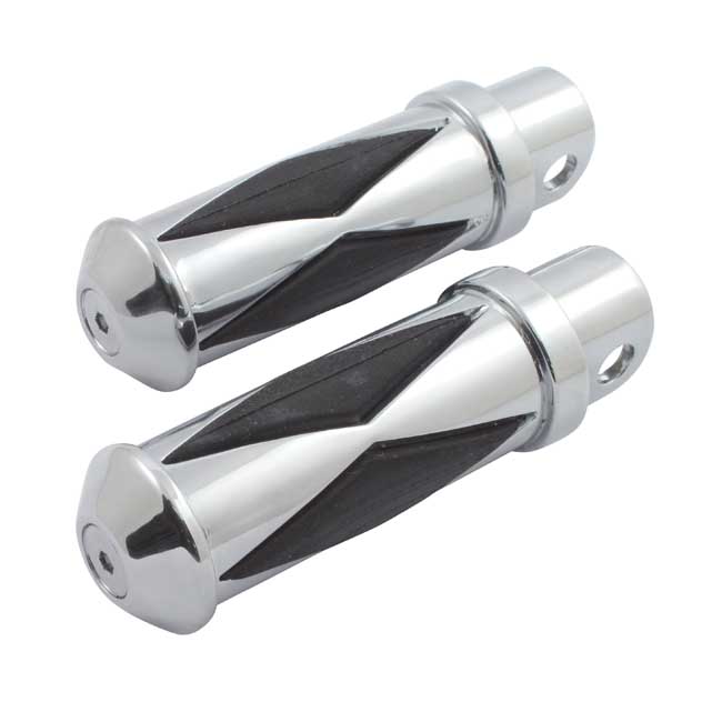 Diamond footpegs, large diameter. Female mount. Chrome - Honfäste