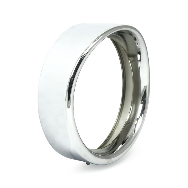 Recessed trim ring with visor. 7" headlamp. Chrome - 12-16  FLD; 94-24 FLHR; 83-13  FLT/Touring (Exkl. FLT/Touring & FLTR med dubbla strålkastare); 06-13  Trikes; 86-17  FLST-modeller med 'Freight Train Headlight Nacelle'