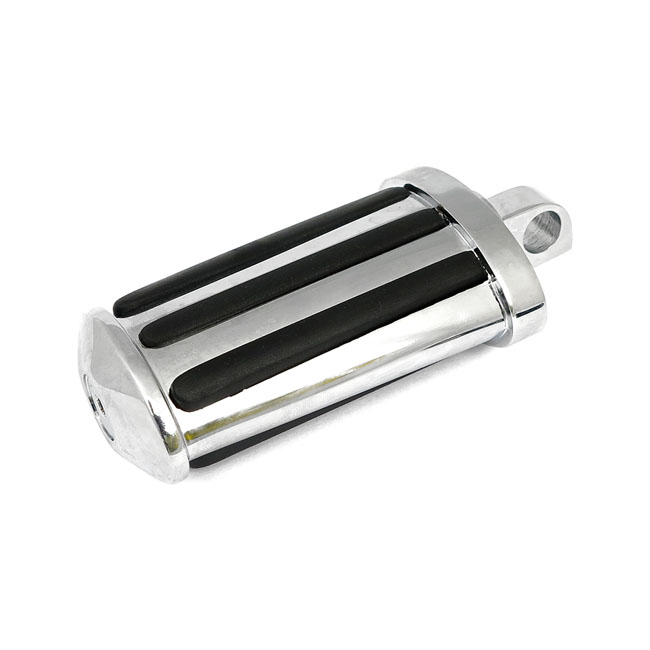 Rail kick pedal. Flat style. With rubber inlays. Chrome - H-D med topproterande kickpedal
