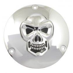 Skull derby cover 3-hole. Chrome - 70-98 Big Twin