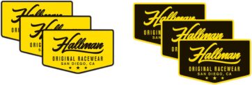 HALLMAN S18S 6-PACK DIE-CUT DECALS BLACK/YELLOW