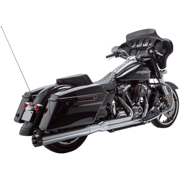 EXHAUST SYSTEM 2-1 SIDEWINDER STAINLESS STEEL CHROME W/BLACK END CAPS
