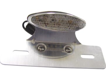 Sport Cateye LED Taillight with License Plate Bracket Chrome Clear LED