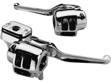 96-03 Sportster, 96-11 Dyna, 96-10 Softail, 96-07 TouringSmooth Contour Switch Housing Chrome Brake Side Top