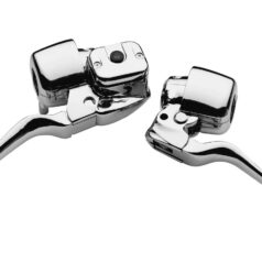 96-03 Sportster, 96-11 Dyna, 96-10 Softail96-up Smooth Contour Brake Master Cylinder Kit Chrome 5/8" 1" Single Disc