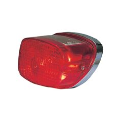 91-98 Dyna, 85-98 Touring, 84-98 Softail, 81, 84-98 Sportster, 73-84 FL Shovel, 73-84 FX Shovel, 85-94 FX ModelLate Style Taillight Chrome Red Dual Filament