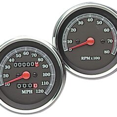 84-95 Sportster, 85-94 FX Model84-93 Style Speedometer Scale: 120 mph; Scale Color: black Chrome