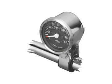 84-90 Softail, 81-84 FL Shovel, 80-85 FXWGMini Speedometer with Cables Scale: mph; Ratio: 2240:60 Chrome