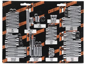 99-17 Dyna, 00-17 Softail, 99-16 Touring, 09-16 TrikeKnurled Rocker Box Bolt Kit Chrome