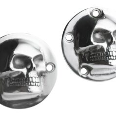 99-17 Dyna, 00-17 Softail, 99-16 TouringForward Facing Skull Point Cover 5-hole Aluminium Polished