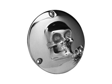 70-84 FL Shovel, 71-84 FX Shovel, 85-94 FX Model, 91-98 Dyna, 84-99 Softail, 86-98 TouringSkull Derby Cover 3-hole Polished