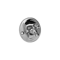 04-20 Sportster, 70-84 FL Shovel, 71-84 FX Shovel, 85-94 FX Model, 91-98 Dyna, 84-99 Softail, 85-98 TouringForward Facing Skull Point Cover 2-hole Aluminium Polished