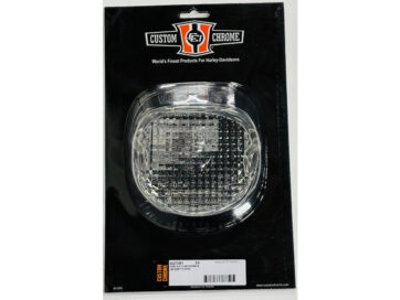 73-98 Sportster, 85-94 FX Model, 91-98 Dyna, 84-99 Softail, (except 97-99 FLSTS), 85-98 TouringLaydown Taillight Lens clear lens with bottom tag window