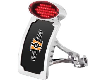 87-99 SoftailCurved Taillight & License Plate Kit Curved US License Plate Size, Cateye Taillight Chrome