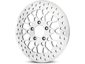 86-10 Sportster, (except 08-10 XR1200, 10 XR1200X), 85-94 FX Model, 91-17 Dyna, 85-23 Softail, 00-07 TouringMesh Brake Rotor Stainless Steel Polished 11,5" Rear