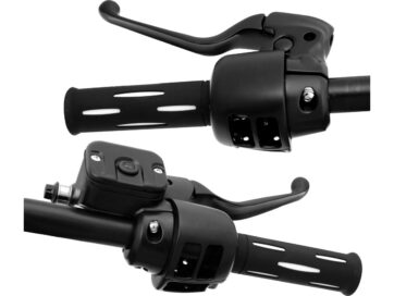 96-03 Sportster, 96-06 Dyna, 96-06 Softail, 96-06 Touring96-up Style Handlebar Control Kit Black 11/16" Cable Clutch Dual Disc