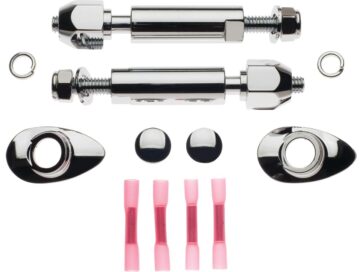 02 Softail, (except 02 FXSTDI)Round Support Stud Turn Signal Relocation Kit Chrome