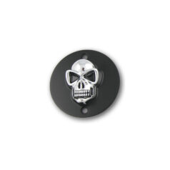 04-20 Sportster, 70-84 FL Shovel, 71-84 FX Shovel, 85-94 FX Model, 91-98 Dyna, 84-99 Softail, 85-98 TouringSkull Point Cover 2-hole, horizontal Black Chrome