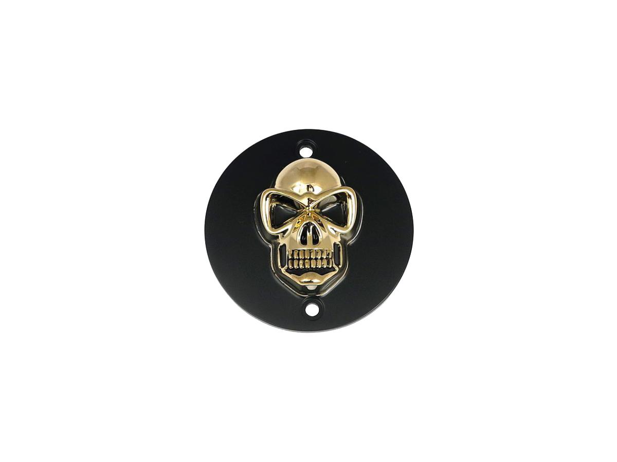99-17 Dyna, 00-17 Softail, 99-16 Touring, 09-16 TrikeSkull Point Cover 5-hole Black Gold
