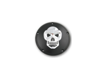 99-17 Dyna, 00-17 Softail, 99-15 TouringSkull Derby Cover 5-hole Black Gold