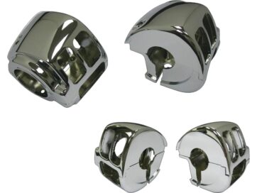12-17 Dyna, 11-24 Softail, (except 18-21 FLHC, 18 FLHCS 114, 18 FLHCS 114 ANV, 18-24 FLSB, 19-20 FLHC 114, 21-24 FLHCS, 22-24 FXLRST, 22-24 FXLRS, 22 FXRST, 23 FLHCSANV, 23 FLFBSANV, 23-24 FLFBS)96-up Style Switch Housing Kit Chrome