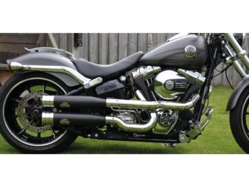 11-16 SoftailFat Tommy Headers Heatshield chrome hole Chrome