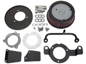 18-24 Softail, 17-24 Touring, (except 23-24 FLHXSE, 23-24 FLTRXSE, 24 FLHX, 24 FLTRX, 24 FLTRXSTSE), 17-24 TrikeHigh Performance Air Cleaner With Breather Kit for Milwaukee Eight Black Servo Motor Cover, Breather Tube and Bracket Black