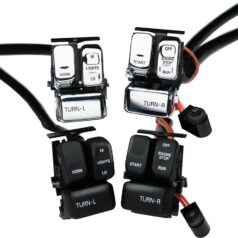 96-06 Sportster, 96-06 Dyna, 96-06 Softail, 96-06 Touring, 02-06 V-Rod96-up Ergonomic Replacement Engine Horn and Dimmer Switch Horn/Dimmer Switch Chrome